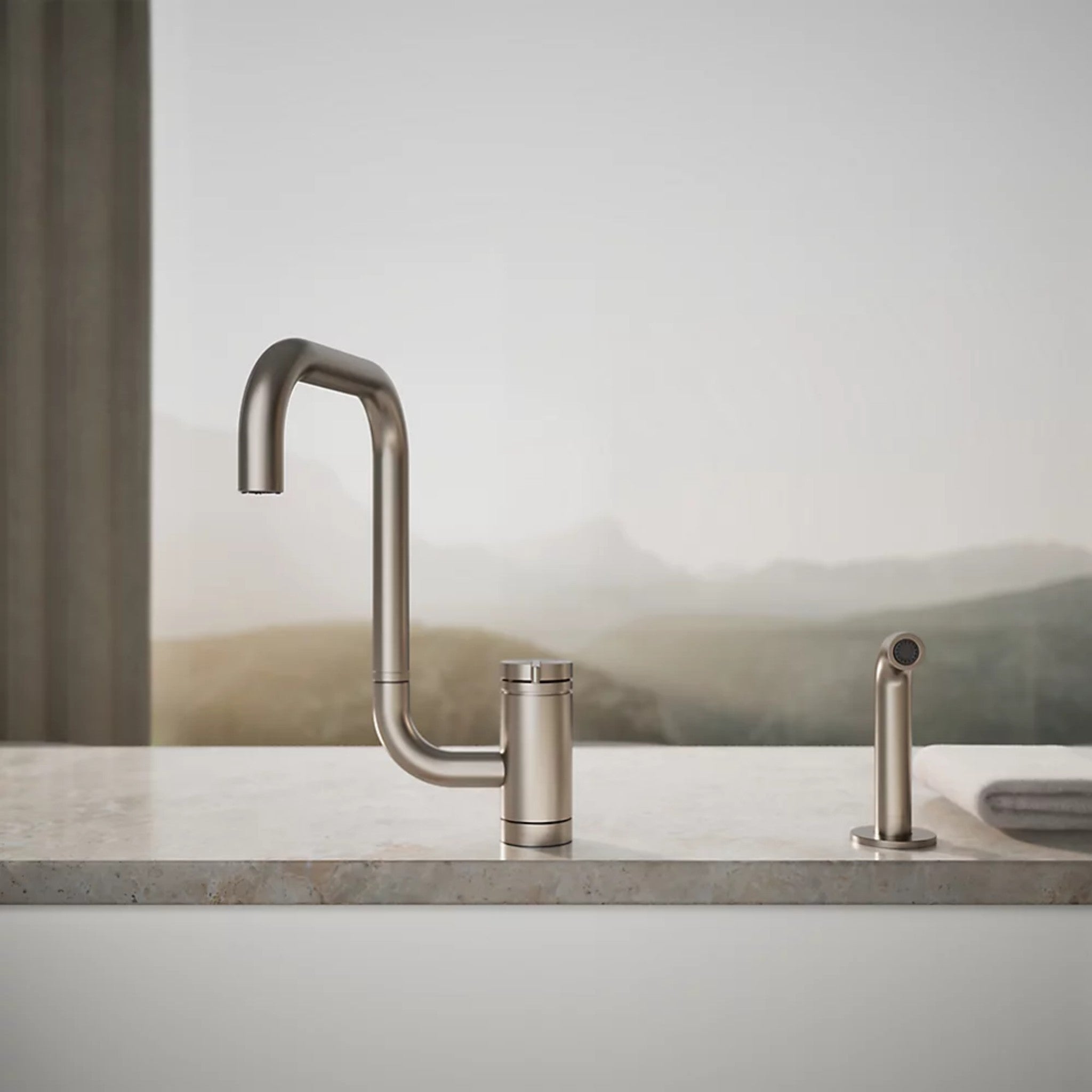 COMPONENTS® SINGLE-HANDLE KITCHEN SINK FAUCET WITH TWO-FUNCTION EXTENDED-REACH SQUARE SPOUT AND SIDE SPRAYER - robinsonco.ca