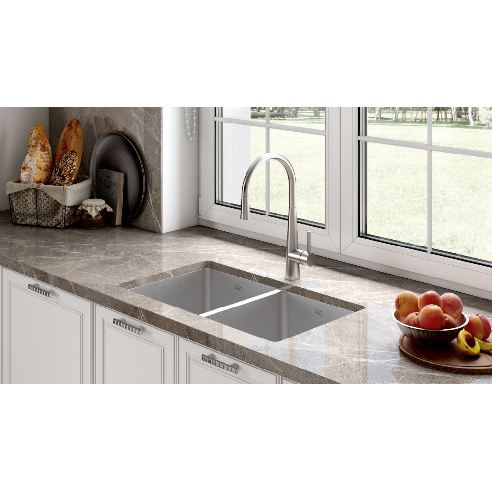 BROOKMORE UNDERMOUNT DOUBLE BOWL STAINLESS STEEL KITCHEN SINK - robinsonco.ca
