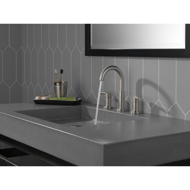 NICOLI® TWO-HANDLE WIDESPREAD ARC SPOUT BATHROOM FAUCET - robinsonco.ca