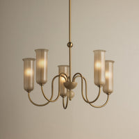 Alessandra Chandelier with five curved arms and amber glass shades