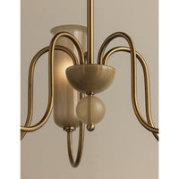 Detailed close-up of Alessandra 5-light Chandelier with amber glass accents