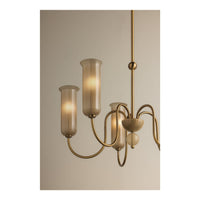 Alessandra Chandelier with 5 frosted glass shades and brass arms
