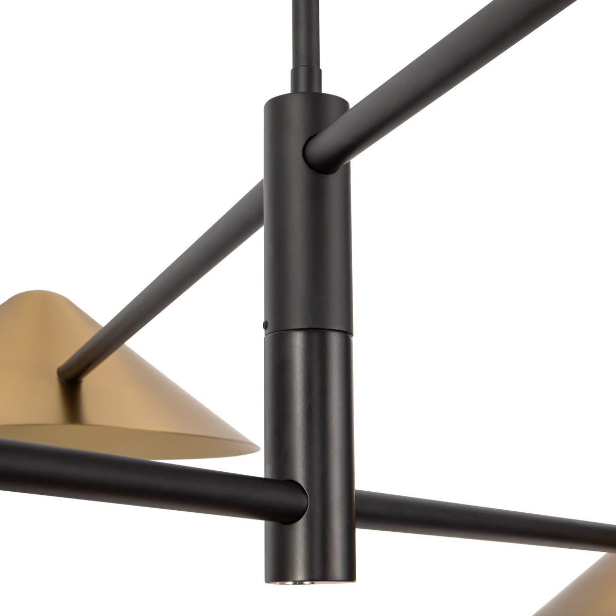 Close-up of Alora Ashford Chandelier in matte black and brushed gold finish