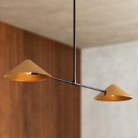 Close up view of Alora Mood Ashford linear pendant in brushed gold finish