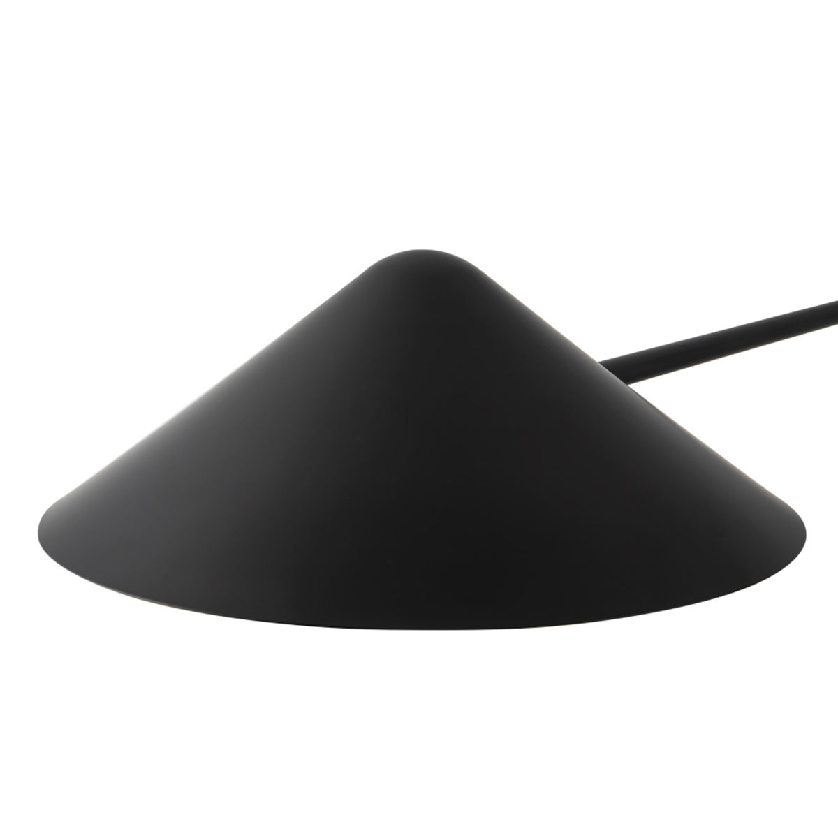 Close-up view of light on Alora Mood Ashford Linear Pendant in matte black finish