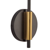 Details of Alora Ashford Wall Sconce in matte black and brushed gold finish