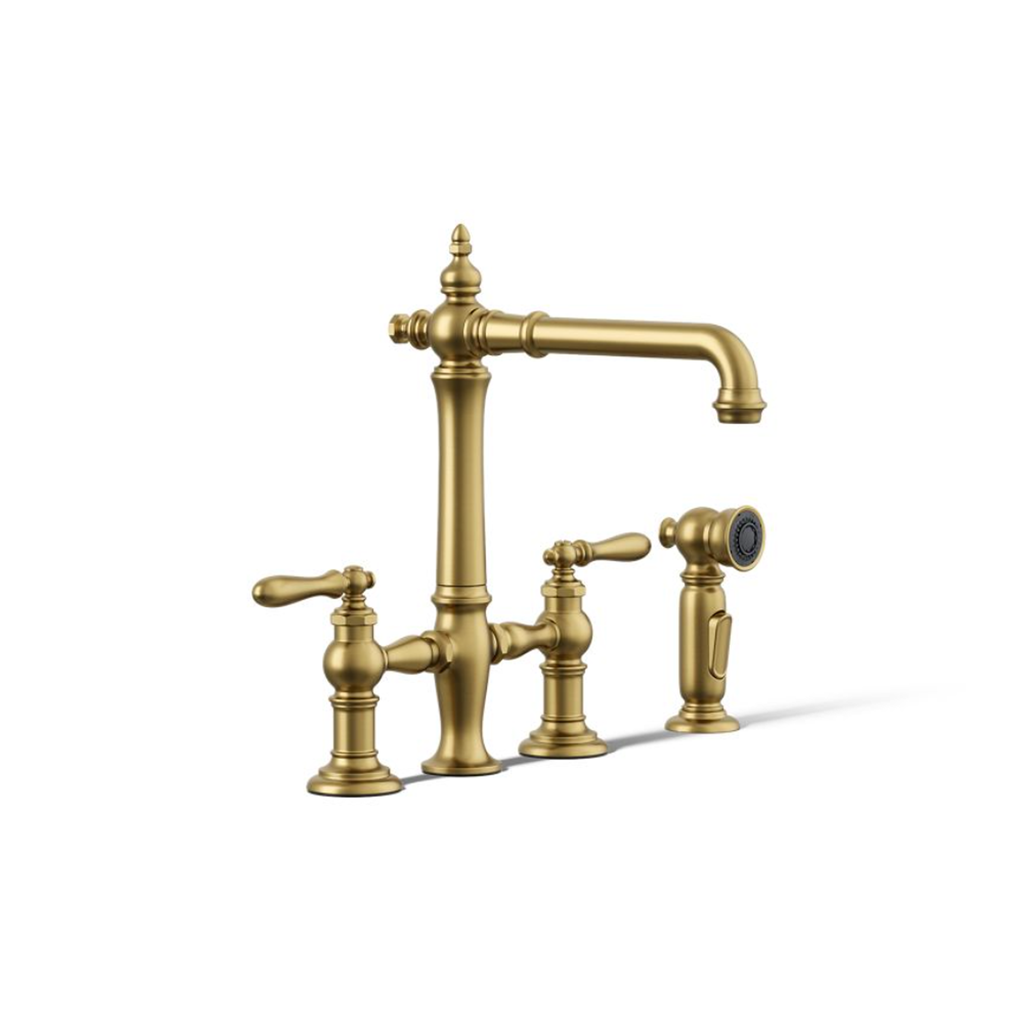 ARTIFACTS® DECK-MOUNT BRIDGE KITCHEN SINK FAUCET WITH LEVER HANDLES AND SIDESPRAY - robinsonco.ca