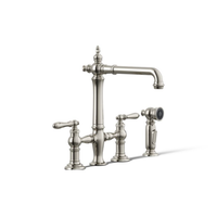 ARTIFACTS® DECK-MOUNT BRIDGE KITCHEN SINK FAUCET WITH LEVER HANDLES AND SIDESPRAY - robinsonco.ca