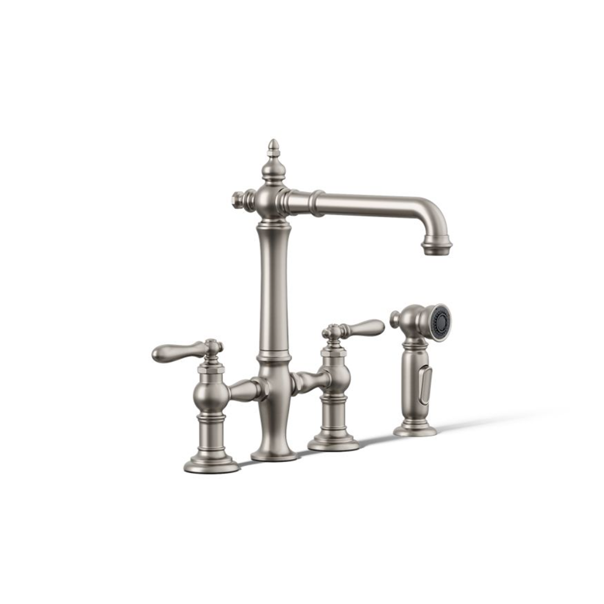 ARTIFACTS® DECK-MOUNT BRIDGE KITCHEN SINK FAUCET WITH LEVER HANDLES AND SIDESPRAY - robinsonco.ca