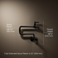 ARTIFACTS® SINGLE-HOLE WALL-MOUNT POT FILLER KITCHEN SINK FAUCET WITH 22-INCH EXTENDED SPOUT - robinsonco.ca
