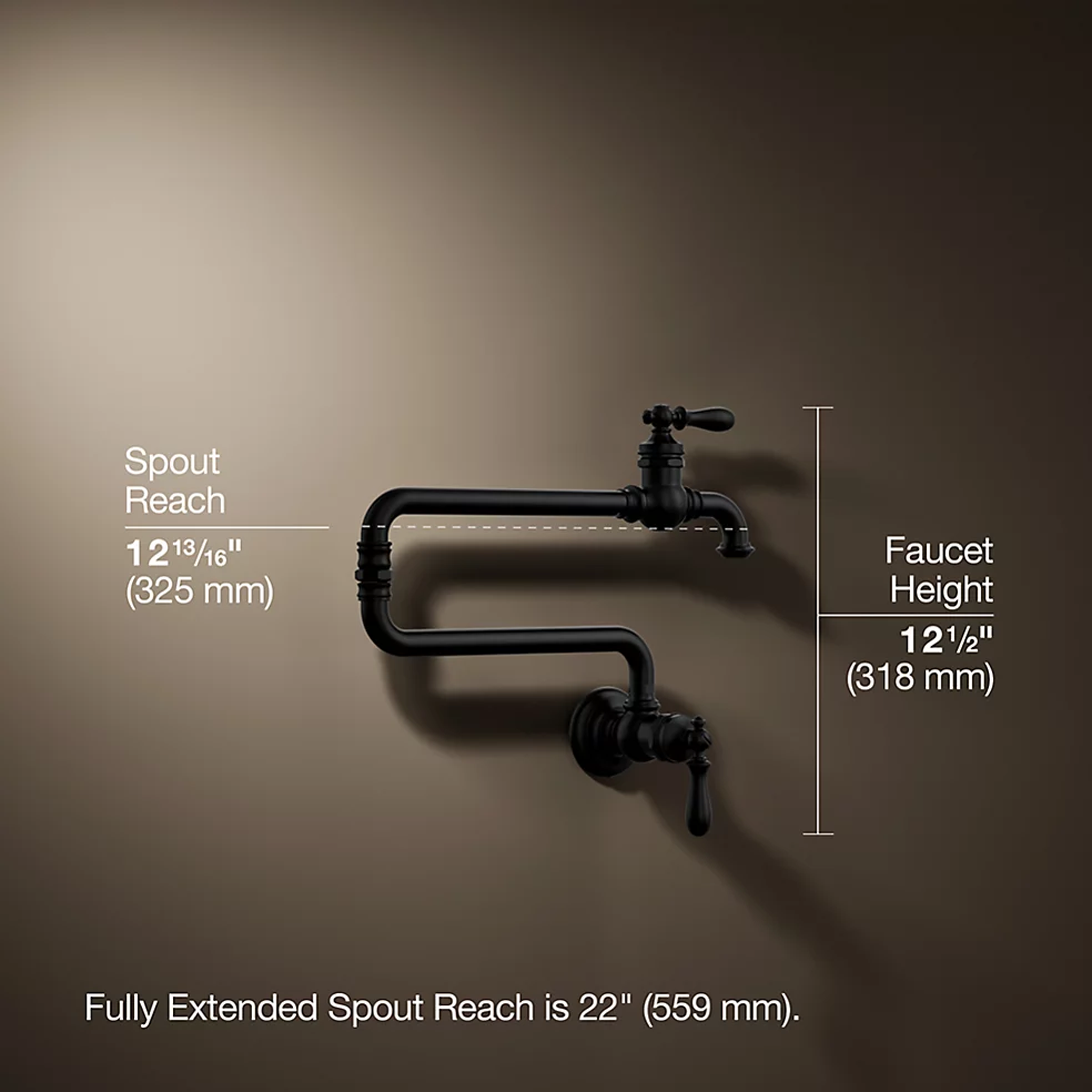 ARTIFACTS® SINGLE-HOLE WALL-MOUNT POT FILLER KITCHEN SINK FAUCET WITH 22-INCH EXTENDED SPOUT - robinsonco.ca