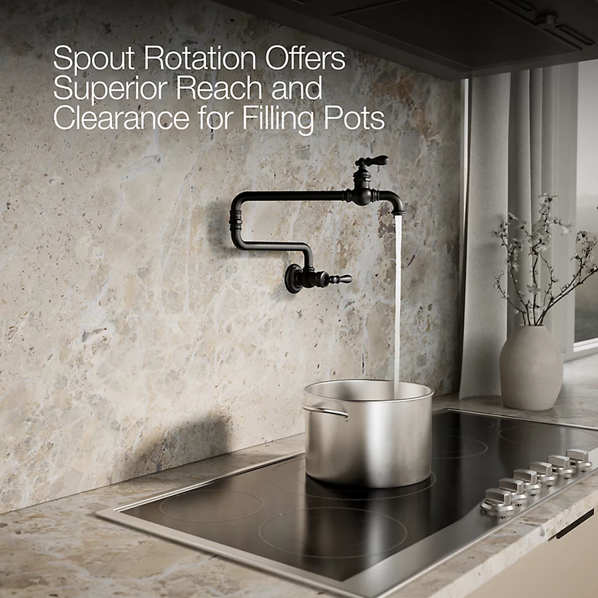 ARTIFACTS® SINGLE-HOLE WALL-MOUNT POT FILLER KITCHEN SINK FAUCET WITH 22-INCH EXTENDED SPOUT - robinsonco.ca