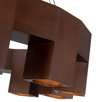 Close up of Kuzco Bosco Chandelier in walnut finish