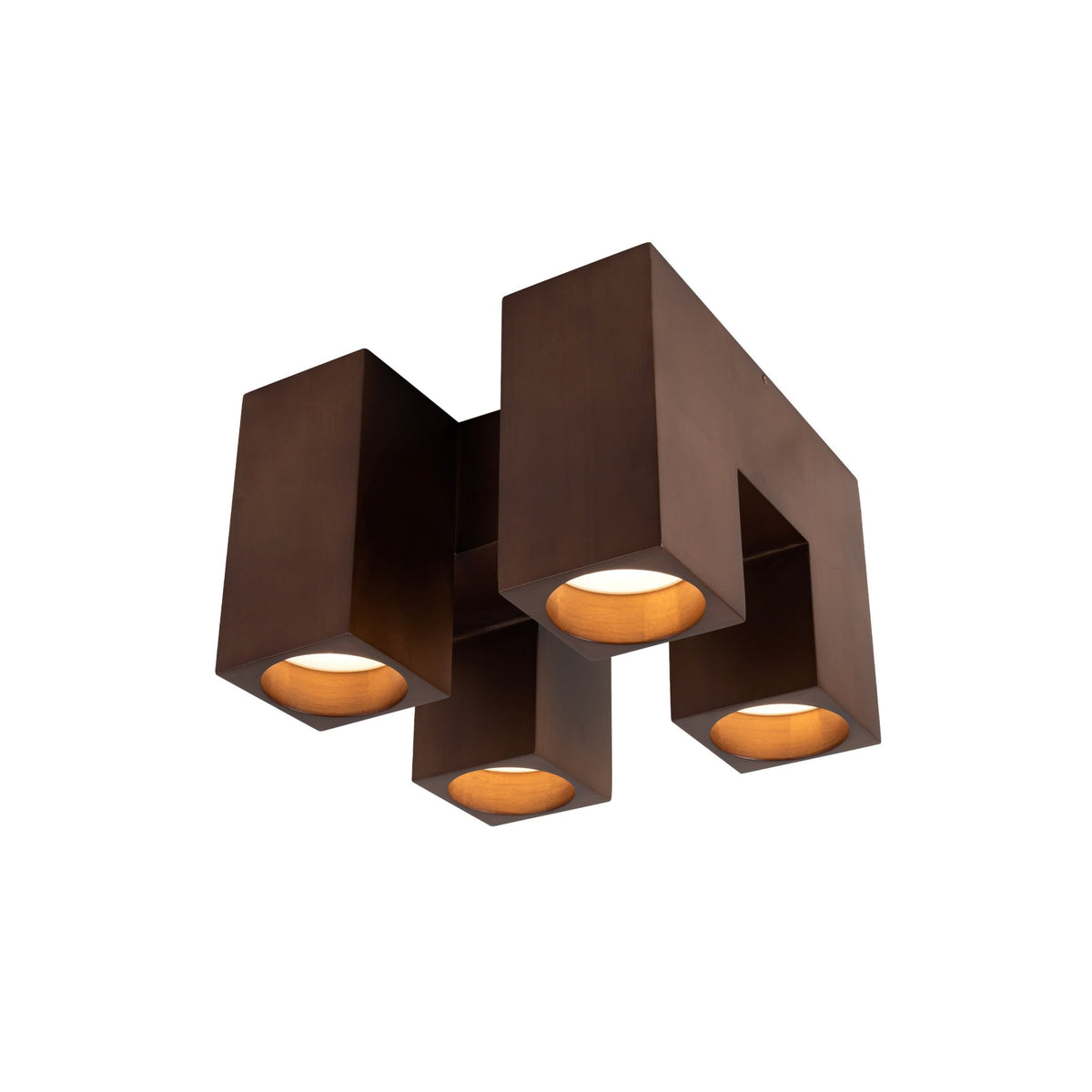 Kuzco Bosco 15" Semi-Flush Mount light fixture in natural oak finish