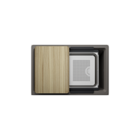 Blanco Inteos 30-inch kitchen workstation sink with Volcano Gray finish with accessories