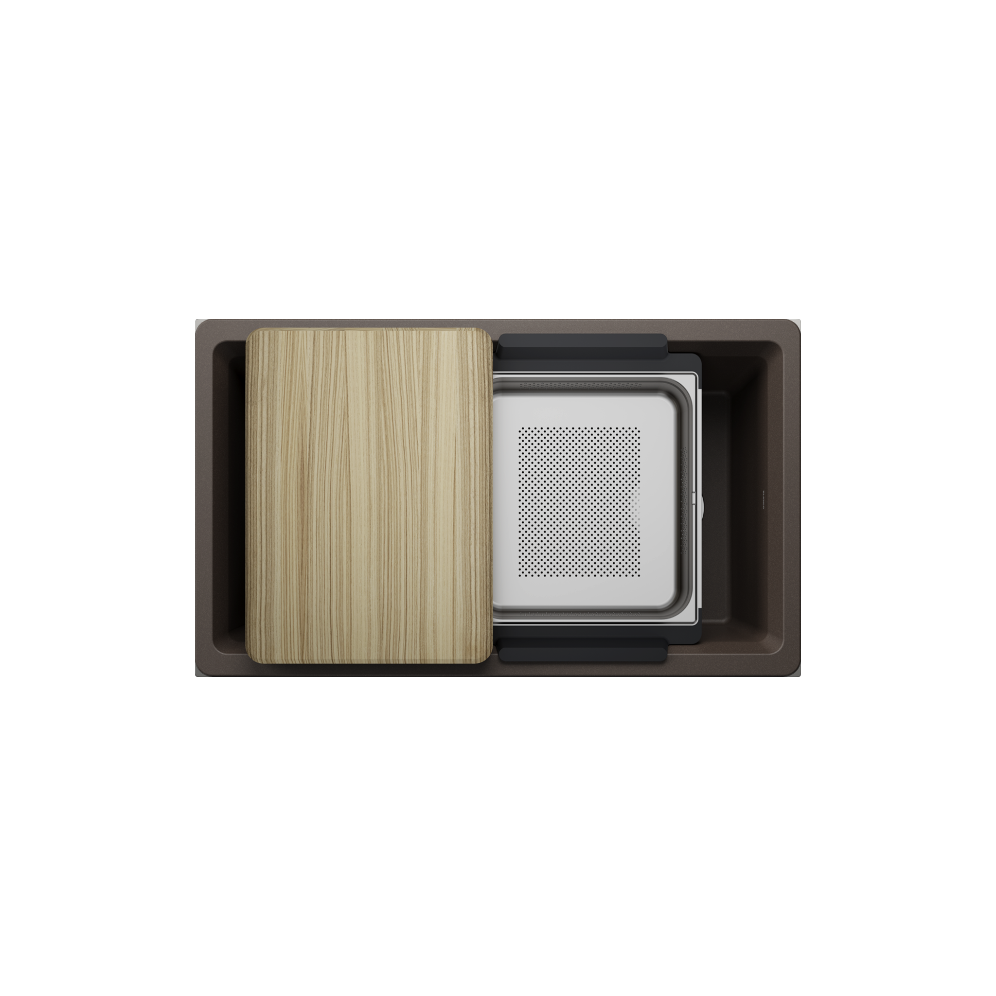 Blanco Inteos 33-inch kitchen workstation sink in cafe finish with accessories