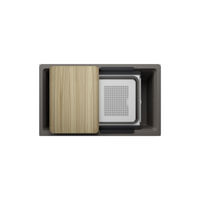 Blanco Inteos 33-inch kitchen workstation sink in Volcano Gray finish with accessories