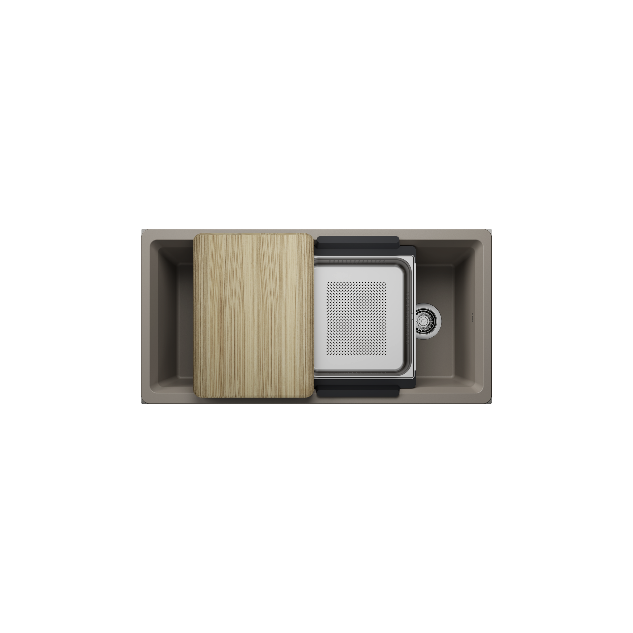 Blanco Inteos 39-inch kitchen workstation sink in truffle finish with accessories