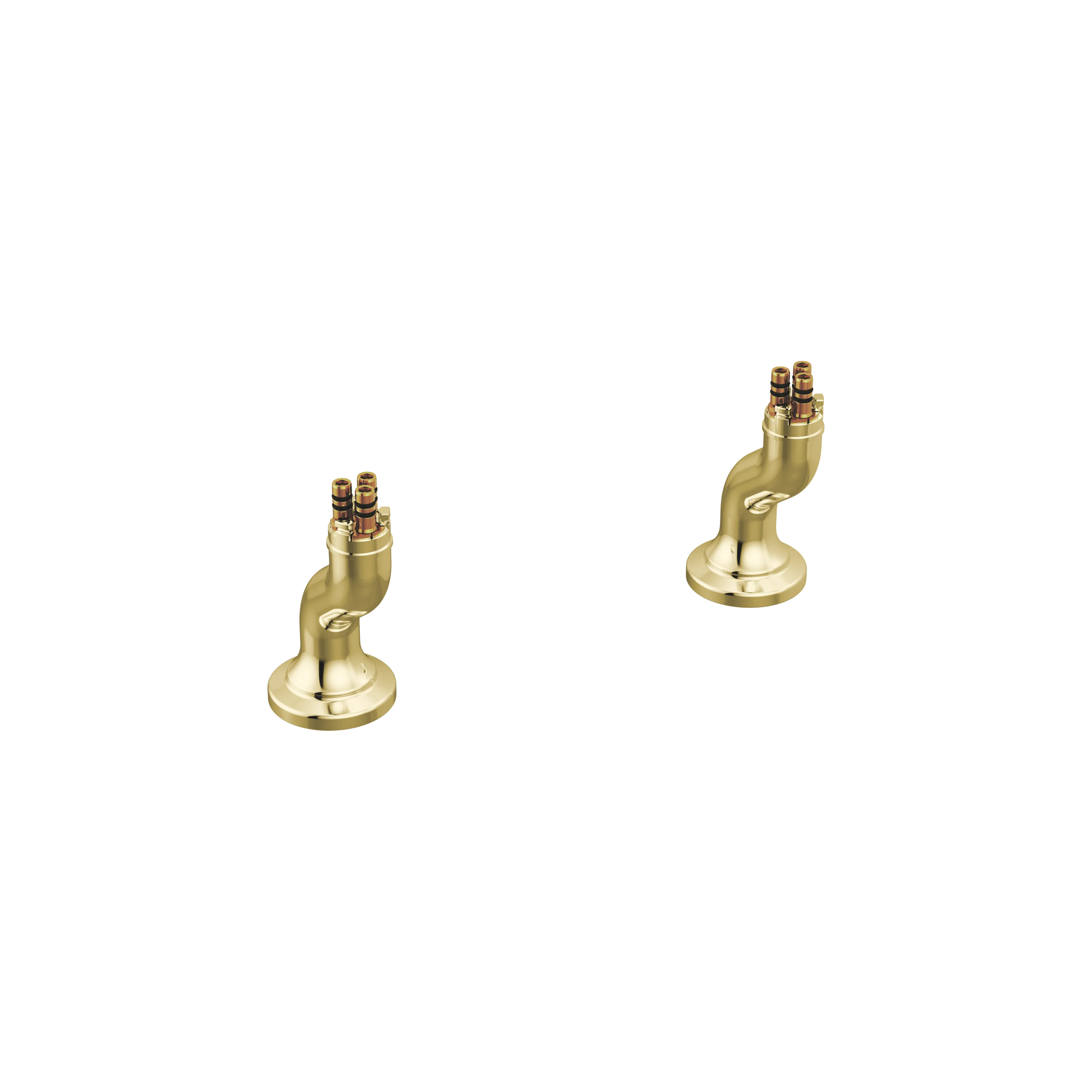 Brizo Faircroft angled deck-mount riser in unlacquered brass finish