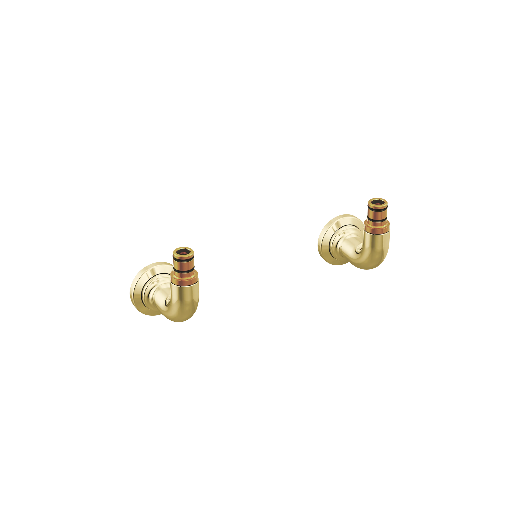 Brizo Faircroft wall-mount short union in unlacquered brass finish