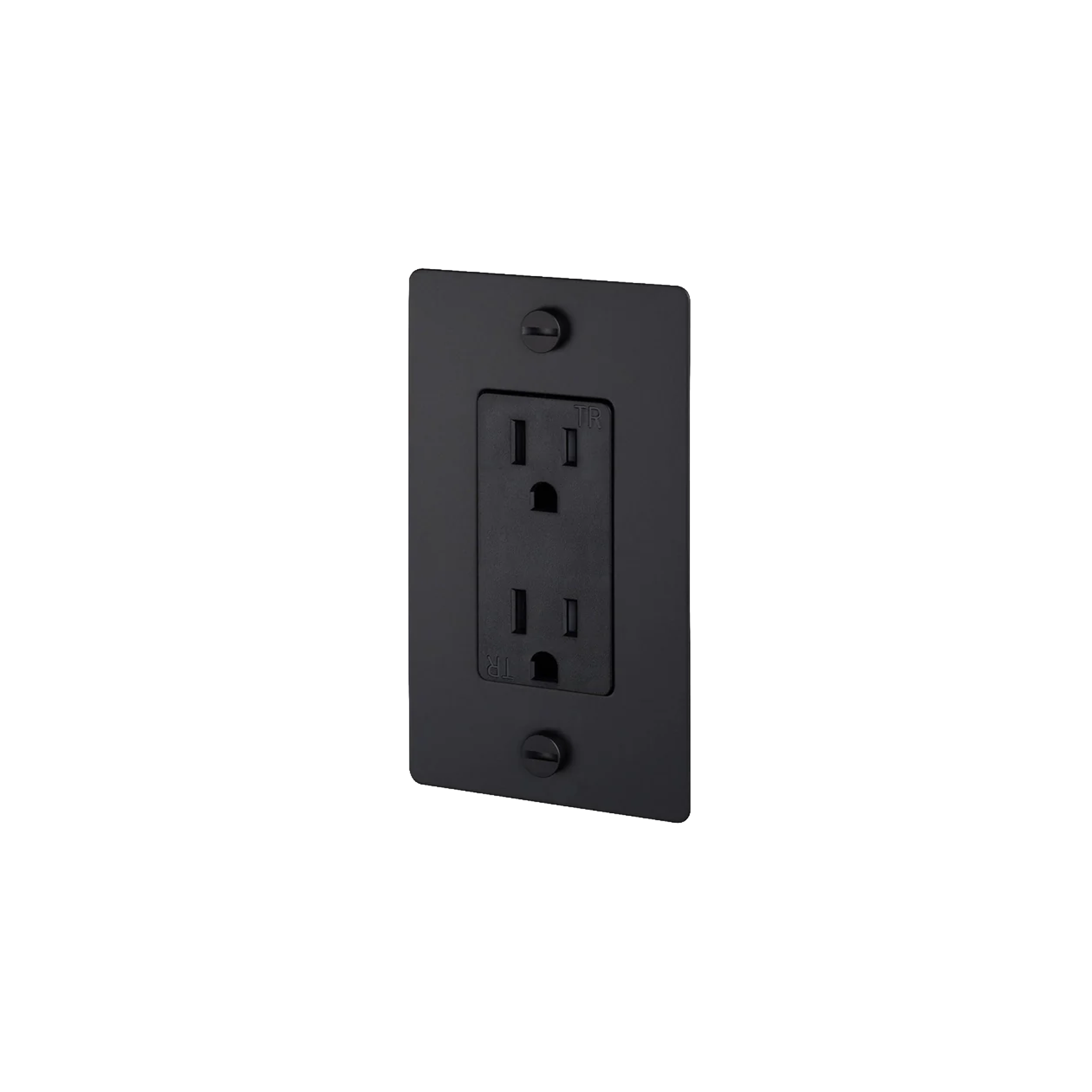 Buster and Punch 1 Gang Cross Outlet in Black.