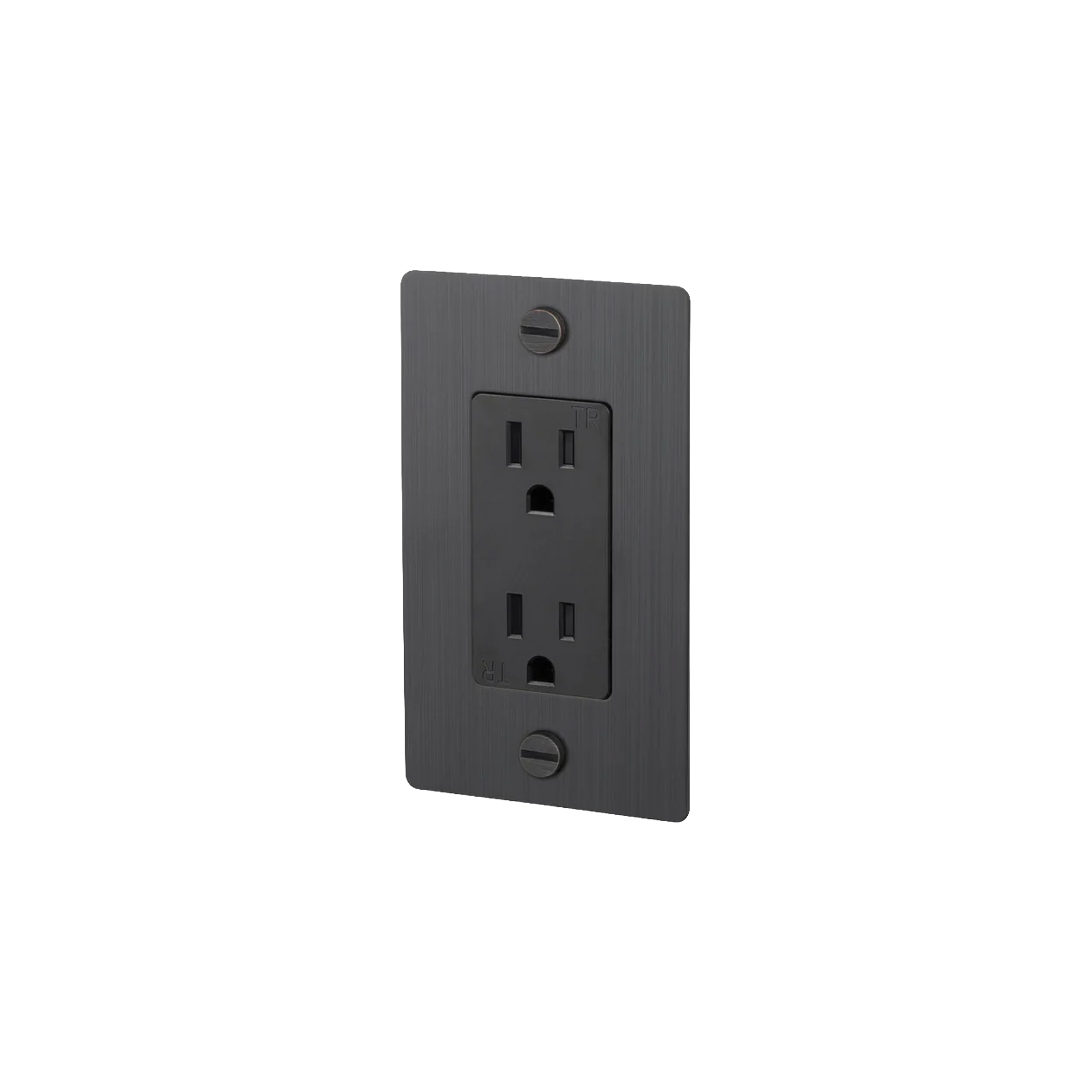 Buster and Punch 1 Gang Cross Outlet in Black.