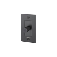 Buster and Punch 1 Gang Cross Dimmer Switch in Smoke Bronze with logo.