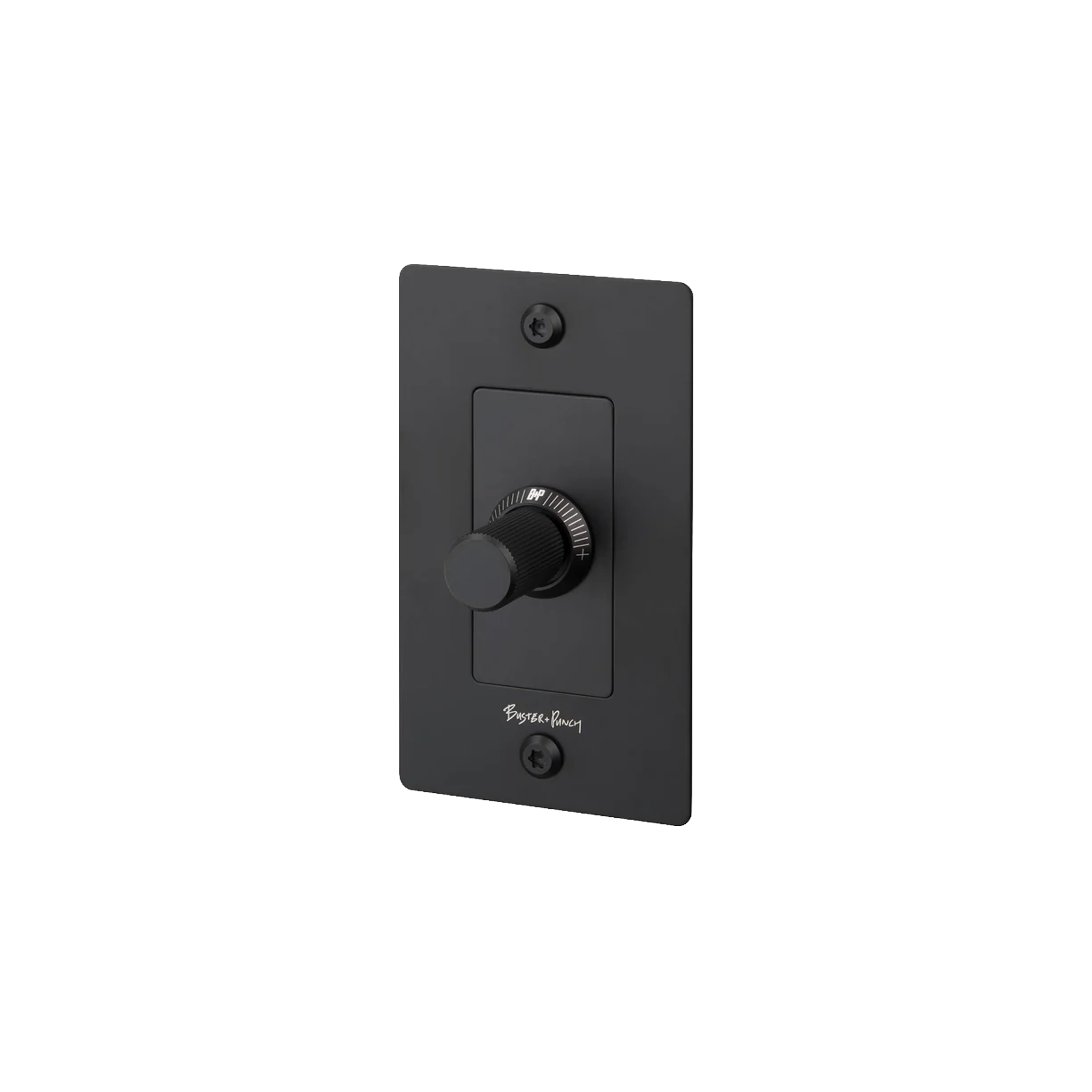 Buster and Punch 1 Gang LED Linear Dimmer Switch in Black with logo.