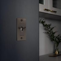 Buster & Punch Steel Light Switch 1 Gang Toggle with Cross design on Wall