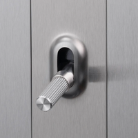 Close up of Buster and Punch 1 Gang Toggle Linear light Switch in Steel
