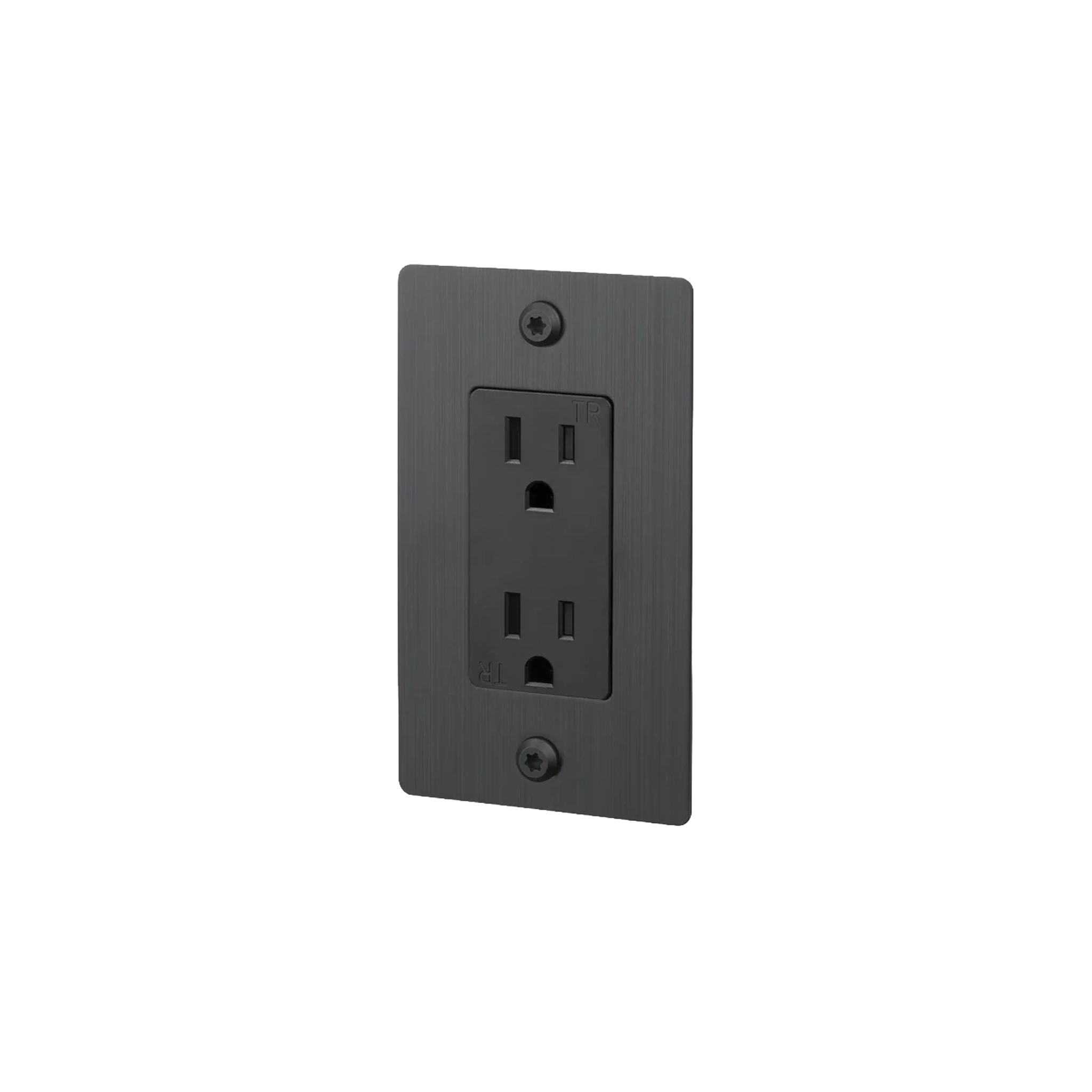 Buster and Punch 1 Gang Linear Duplex Outlet in Smoke Bronze.