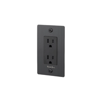 Buster and Punch 1 Gang Linear Duplex Outlet in Smoke Bronze with logo.