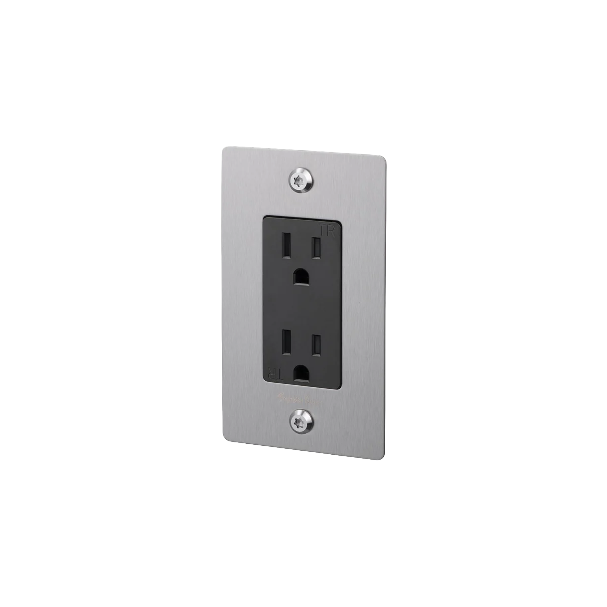 Buster and Punch 1 Gang Linear Duplex Outlet in Steel.