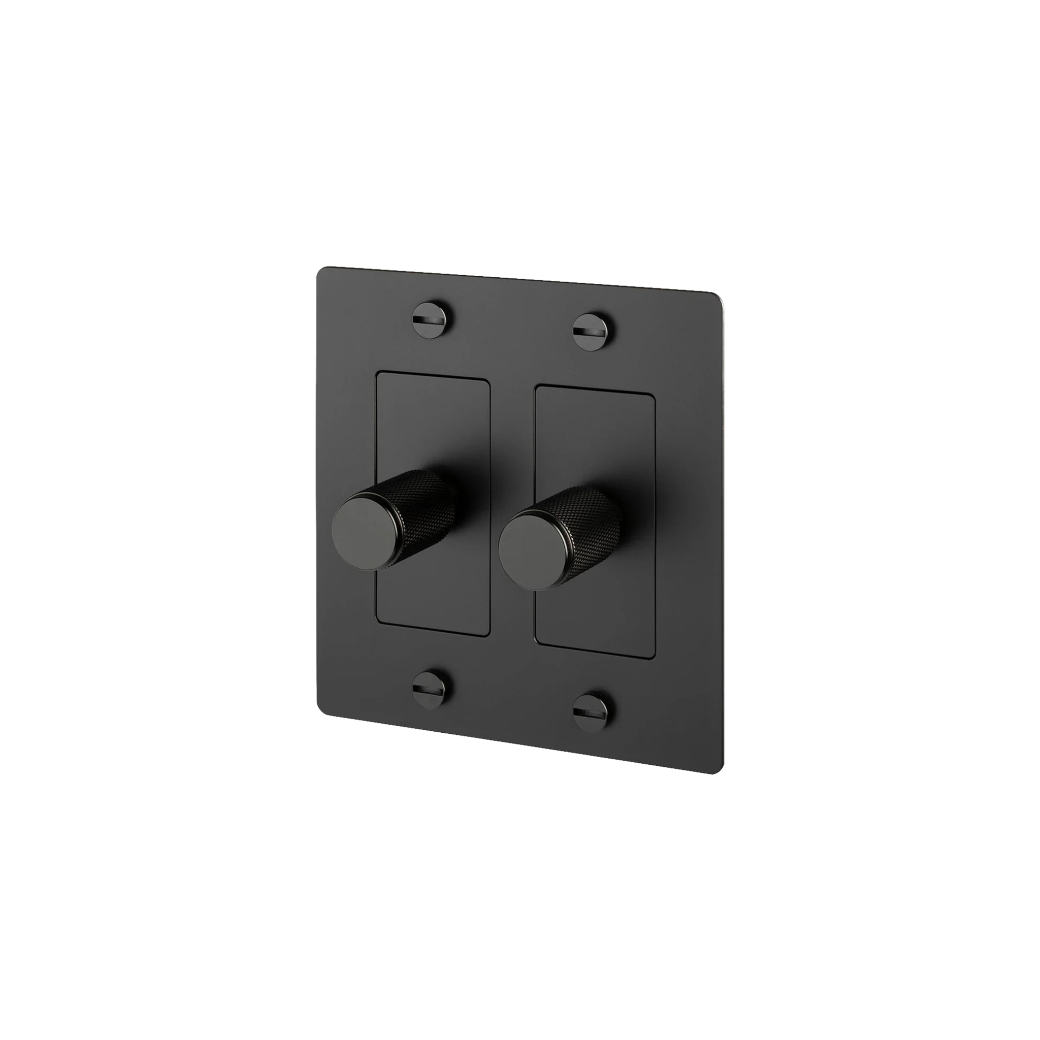 Buster and Punch 2 Gang Cross Dimmer Switch in Black