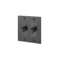 Buster and Punch 2 Gang Cross Dimmer Switch in Smoke Bronze