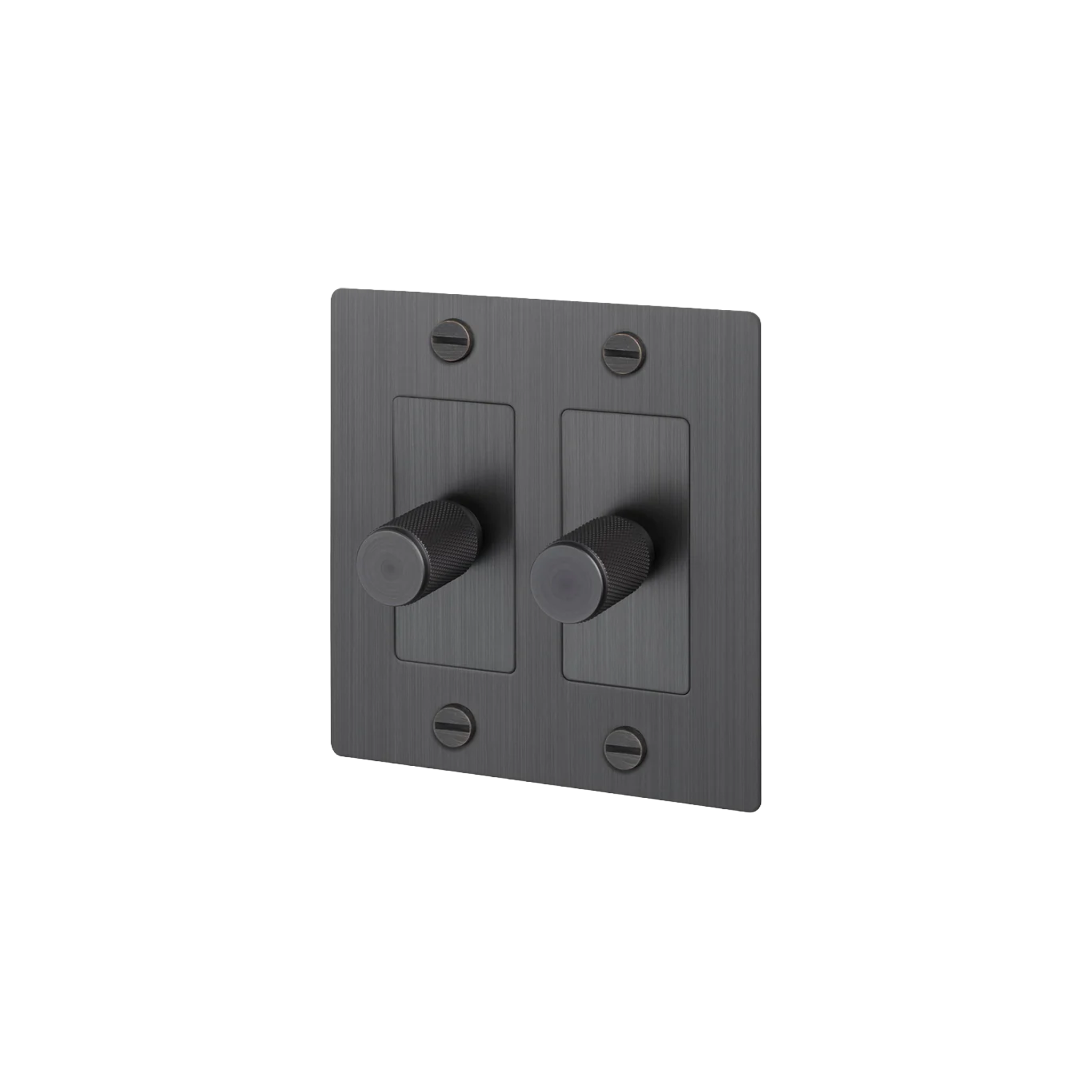 Buster and Punch 2 Gang Cross Dimmer Switch in Smoke Bronze
