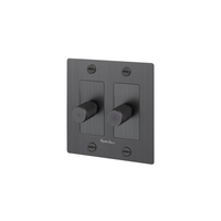 Buster and Punch 2 Gang Cross Dimmer Switch in Smoke Bronze with logo