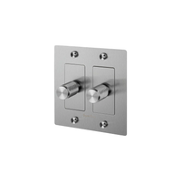 Buster and Punch 2 Gang Cross Dimmer Switch in Steel with logo