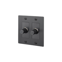 Buster and Punch 2 Gang LED Linear Dimmer Switch in Smoke Bronze.