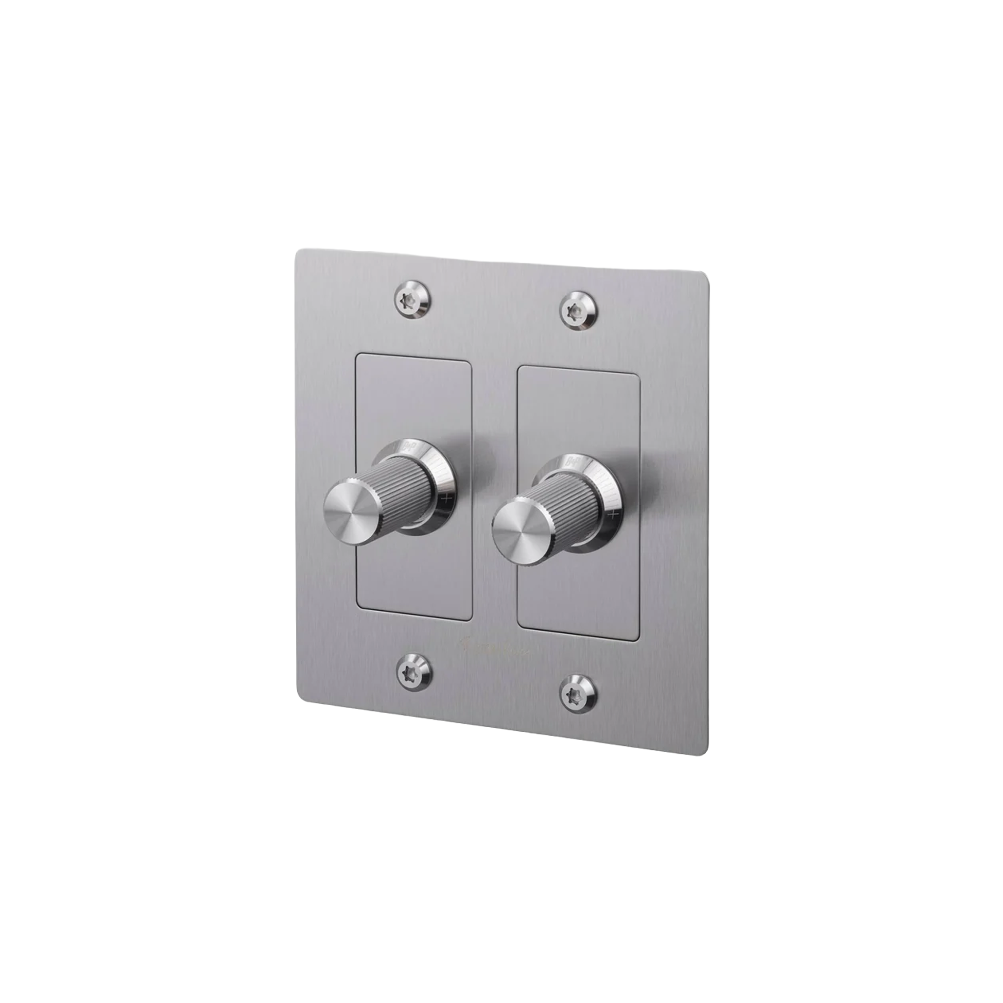 Buster and Punch 2 Gang LED Linear Dimmer Switch in Steel.
