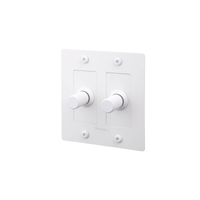 Buster and Punch 2 Gang LED Linear Dimmer Switch in White with logo.
