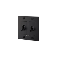 Buster & Punch Black Light Switch 2 Gang Toggle with Cross design and logo