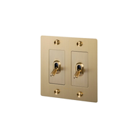 Buster & Punch Brass Light Switch 2 Gang Toggle with Cross design
