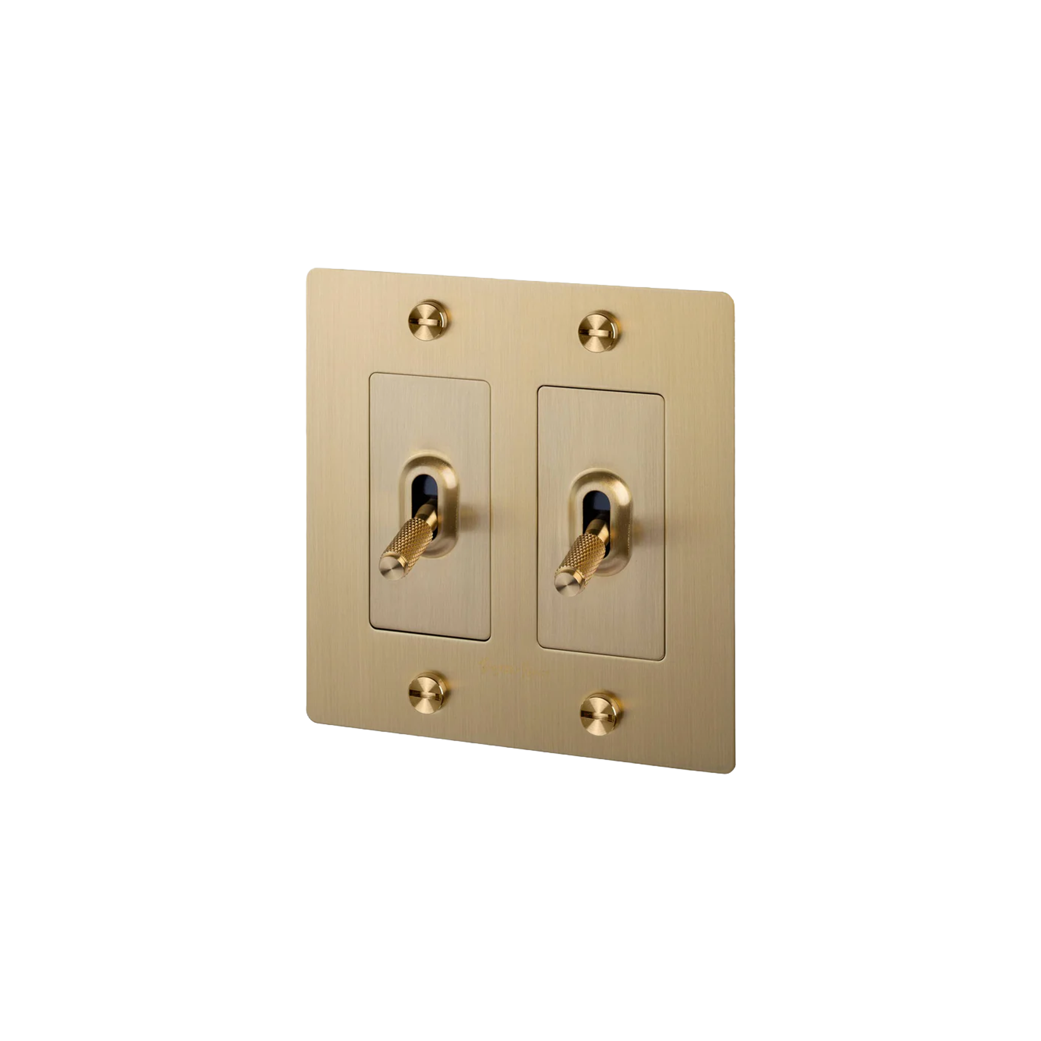 Buster & Punch Brass Light Switch 2 Gang Toggle with Cross design