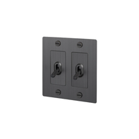Buster & Punch Smoke Brass Light Switch 2 Gang Toggle with Cross design