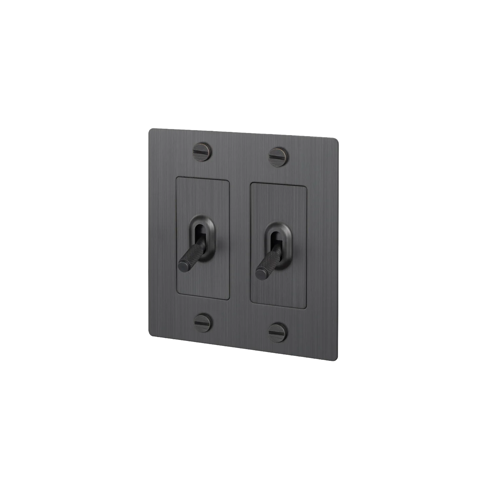 Buster & Punch Smoke Brass Light Switch 2 Gang Toggle with Cross design