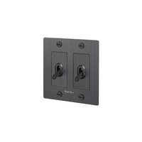 Buster & Punch Smoke Brass Light Switch 2 Gang Toggle with Cross design and logo