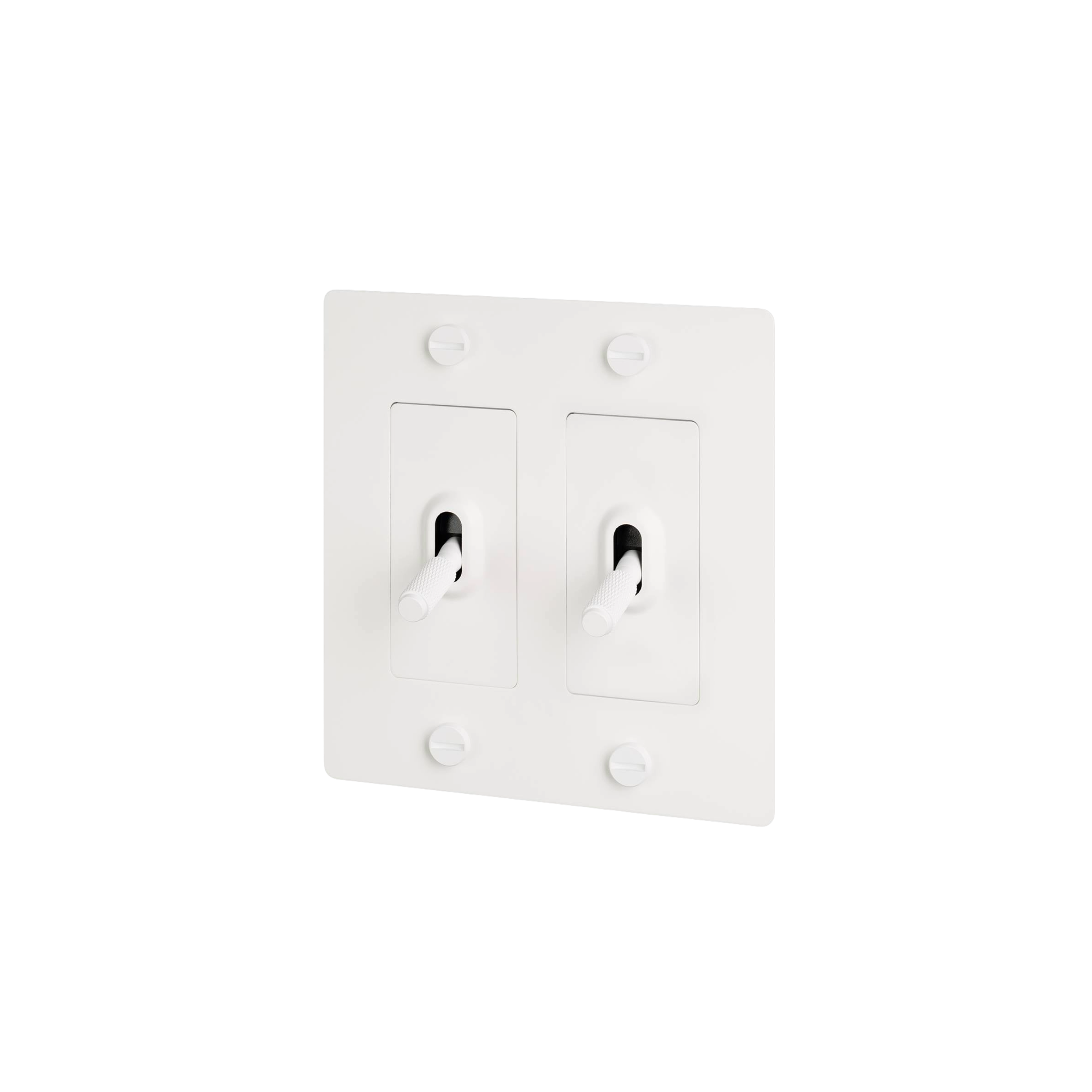 Buster & Punch White Light Switch 2 Gang Toggle with Cross design