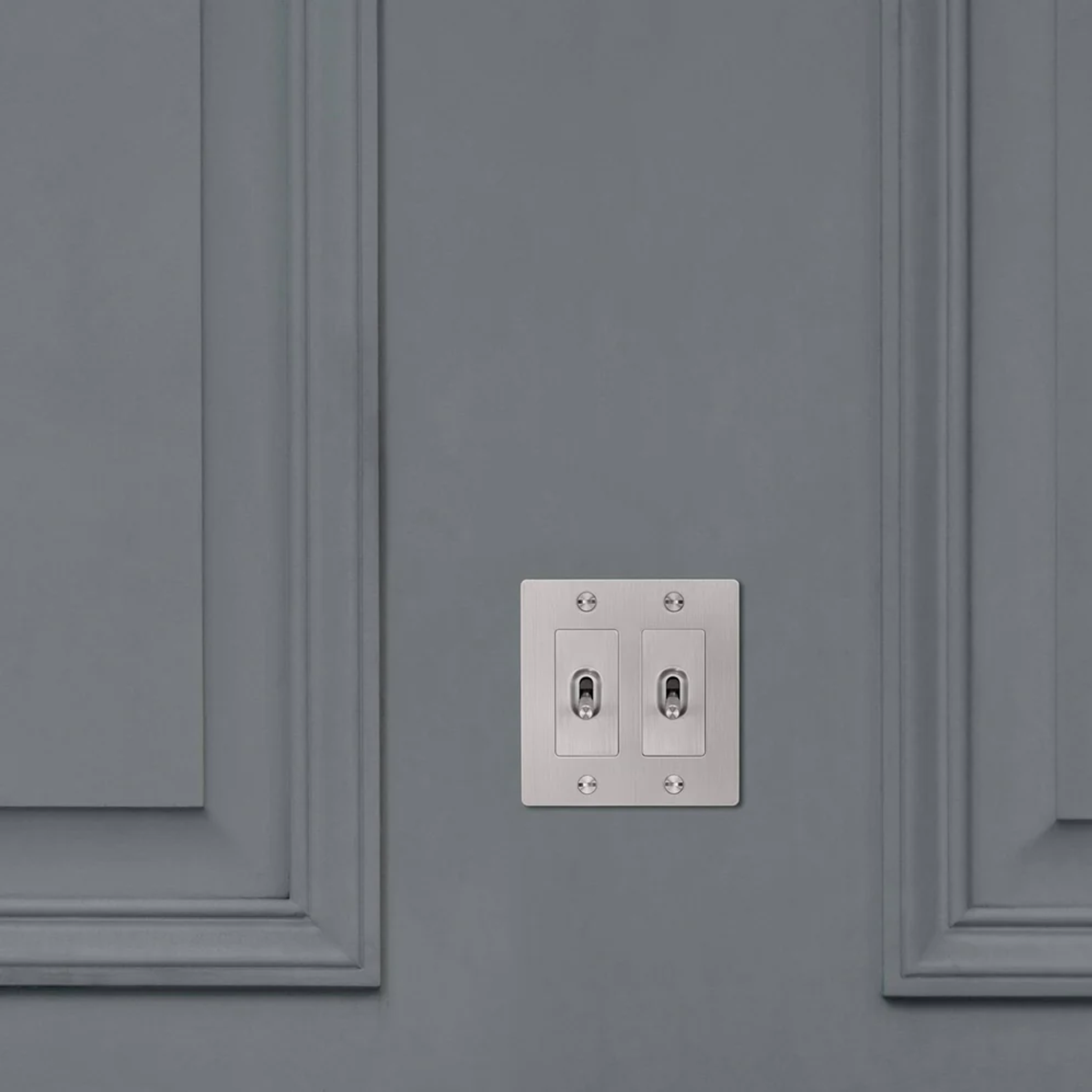 Buster & Punch Steel Light Switch 2 Gang Toggle with Cross design
