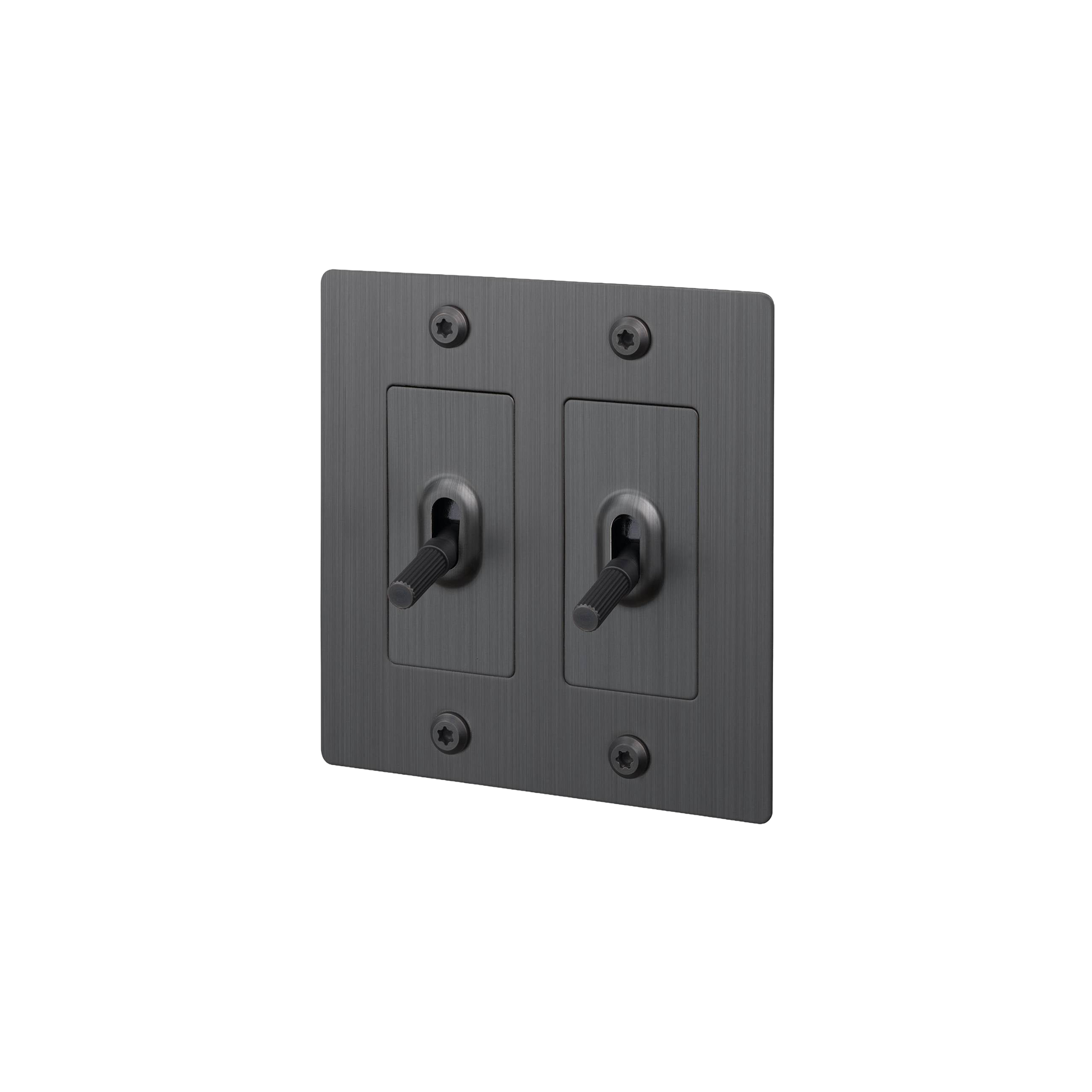 Buster and Punch 2 Gang Toggle Linear light Switch in Smoke Bronze